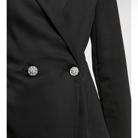 Express Satin Wrap Front Blazer Romper - Picture 3 of 6